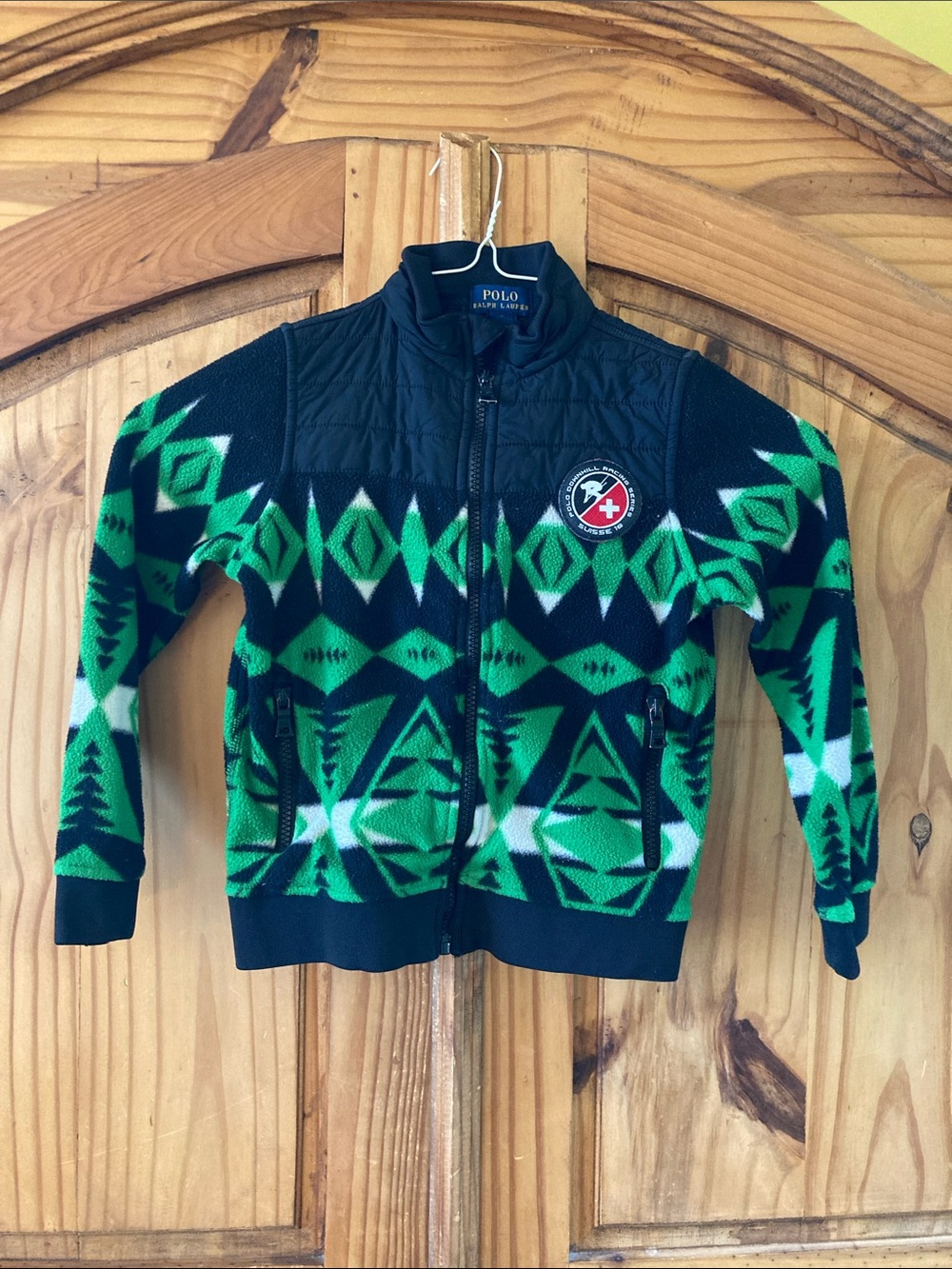Boys Ralph Lauren Polo green black fleece jacket size 6